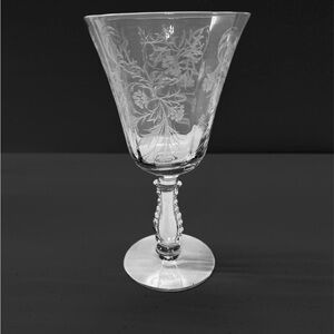 Heather by FOSTORIA Floral Etched 6” Crystal Claret Wine Glass ~ Single